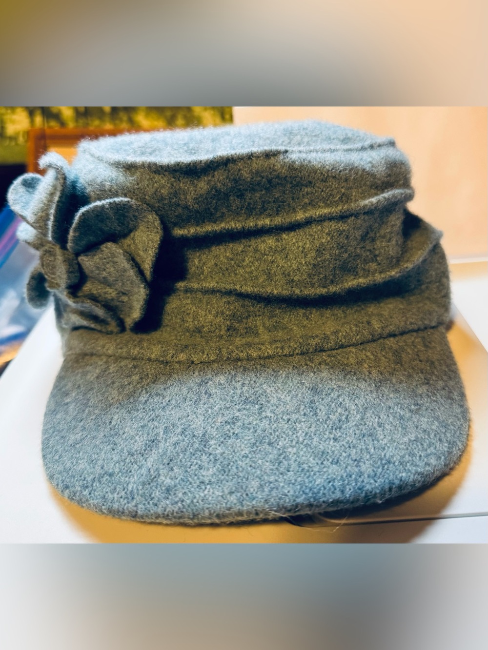 betmar Women's Gray Wool Cloche Hat with Rosette Detail